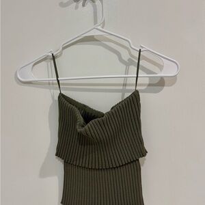 Zara Olive Ribbed Camisole Top